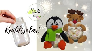 DULCEROS NAVIDEÑOS Reutilizando FRASCOS DE VIDRIO 🍭 Manualidades con Reciclaje [upl. by Rekab832]