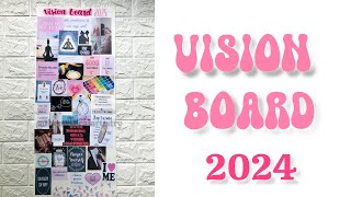 Vision Board 2024 Setup 🌈✨🩷Goal Setting  Healthy Habits ❤️ visionboard aesthetic [upl. by Tteirrah]