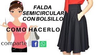 FALDA SEMICIRCULAR CON BOLSILLO COMO HACERLO [upl. by Yesnil]