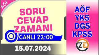 AÖF 15 07 2024 Canlı  Soru Cevap Zamanı  Açıköğretim DGS KPSS YKS [upl. by Asoramla]