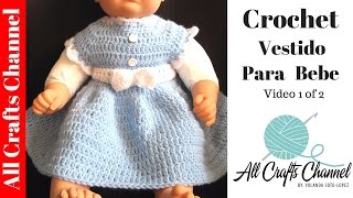 Como tejer un vestido para bebe en crochet video 1 [upl. by Schoenberg]