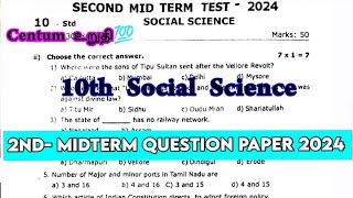 10th Social 2nd Mid term question paper 2024  10th Social Second mid term important questions 2024 [upl. by Obnukotalo]