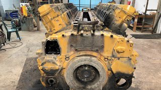 Tear Down of a 17000 Pound V16 Caterpillar 3516  1800 Horsepower 69 Liter Diesel Engine [upl. by Dnomso]