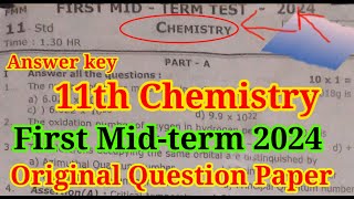 11th Chemistry First Mid Term Question paper 2024  Important  11th Chemistry 1st MidTerm 2024 [upl. by Grubb]