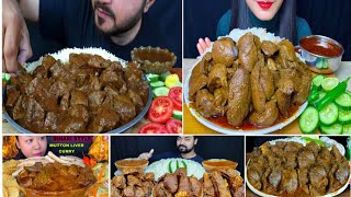 ASMR EATING SPICY BIG SIZE FULL MUTTON LIVER MASALA CURRYBASMATI RICESALADAsmr Eatingasmr food [upl. by Gaul538]