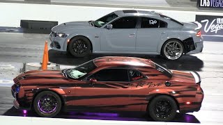 Hellcat Redeye vs Charger Scat Pack Widebody  muscle cars drag racing [upl. by Yatnahc895]