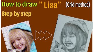 How to draw Lisa Step by step howtodraw lisa blackpink gridmethod [upl. by Cromwell415]