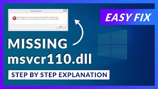 msvcr110dll Missing Error  How to Fix  2 Fixes  2021 [upl. by Inig29]