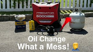 Predator 5000w generator OIL CHANGE What a mess [upl. by Aztiram598]