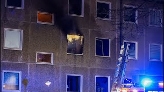 Fem lejligheder ubeboelige efter brand ved Ringsted 31124 [upl. by Ahseiyk]