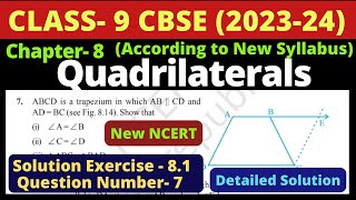 Class 9 Maths  Chapter 8  Quadrilaterals  Exercise 81  Ex 81 Q7  New NCERT  202324 [upl. by Melvin]