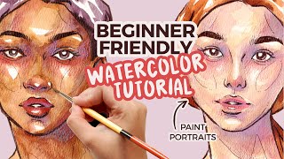 how to use watercolor to paint faces  step by step tutorial [upl. by Yekcor672]