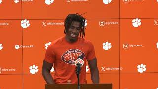 Clemson S R J Mickens previews FSU game [upl. by Gearard]