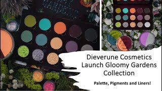 Dieverune Cosmetics Launch Gloomy Gardens Collection  Palette Pigments and Liners [upl. by Aehtna292]