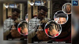 How To Design A Barbing Salon Flyer Using PhotoShop [upl. by Aerda]