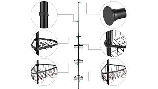 Adjustable Bathroom Shower Storage Constant Tension Corner Pole Caddy with 4 Positionable Baskets [upl. by Roosevelt]