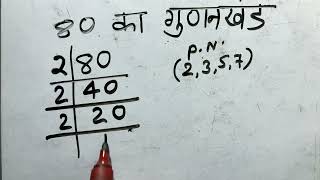 80 का गुणनखंड  80 ka gunakkhand  80 ka factor  Prime factorization  Maths  Hindi [upl. by Monroe49]