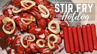 Stir Fry Hotdog With Ketchup And Oyster Sauce  Sizzling Hotdog  Hotdog Recipes [upl. by Eimmit]