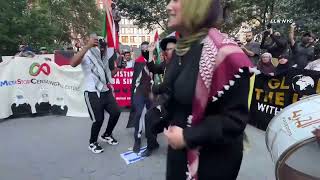 Palestinians and Jews Dance Dabke Stomping on Israeli Flag [upl. by Hudgens689]