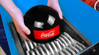 Shredding Machine Vs Giant Coca Cola Ball [upl. by Araet737]