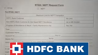 How to fill NEFTRTGS Application form of HDFC Bank in Hindi 2021 [upl. by Enisamoht]