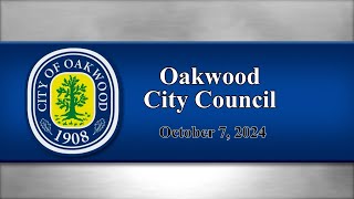 Oakwood City Council Meeting of October 7 2024 [upl. by Crow]