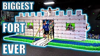 INSANE CARDBOARD MANSION FORTIN WORLDS LARGEST TRAMPOLINE PARK [upl. by Chenay]