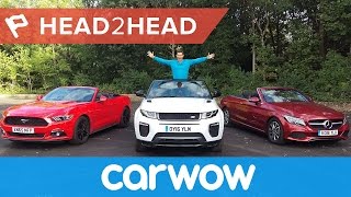 Range Rover Evoque Convertible vs Mercedes CClass Cabriolet vs Ford Mustang Convertible  Head2Head [upl. by Repohtsirhc]