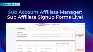 Sub Account Affiliate Manager Sub Affiliate Signup Forms Live [upl. by Stanwood664]