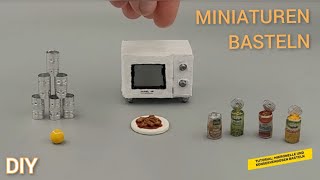 Tutorial Mini Mikrowelle und Konservendosen basteln  DIY create a mini microwave and canned food [upl. by Poliard]