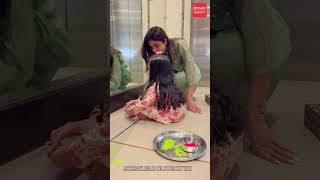 TOO CUTE Shilpa Shetty makes rangoli with daughter Samisha  diwali [upl. by Bilow872]