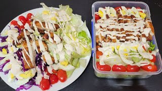 Vegetable Salad with Broiled Rotesserie Chicken Breast  simple  easy cooking [upl. by Schou]