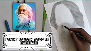 Ravindranath Tagore portrait  easy drawing pencil sketch how to draw [upl. by Arek448]