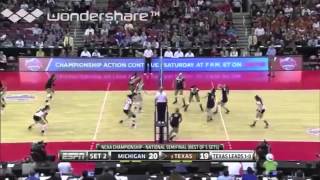 NCAA Volleyball 2012 Semi Finals Michigan vs Texas Set 2 Part 2 [upl. by Knighton174]