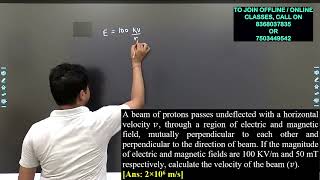 A beam of protons passes undeflected with a horizontal velocity v through a region of electric and [upl. by Delmar163]