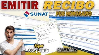 Como EMITIR un RECIBO POR HONORARIO Electrónico 2023  SUNAT Dos Metodos [upl. by Farhi]