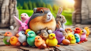 Catch cute chickens colorful chickens rainbow chickens rabbits cute cats ducks guinea pigs [upl. by Nurse]