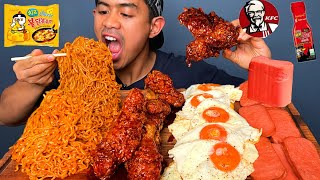 Lebaran MUKBANG SAMYANG KEJU  KFC SAOS SAMYANG  10 TELUR  DAGING KOTAK [upl. by Araz]