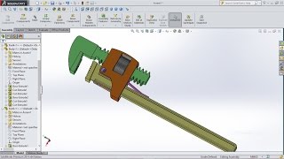 Pipe Wrench Assembly in SolidWorks [upl. by Attehcram679]