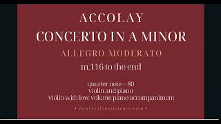 Accolay concerto in a minor m 116 to the end quarter note  80 violin with piano accompaniment [upl. by Kilby]