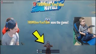 Winning A Game Of Fortnite WITHOUT LANDING TRUMAnn Plays With 4 Year Old Son [upl. by Critchfield249]