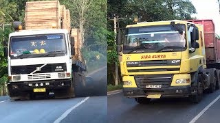 Truk Trailer Volvo FL10 Intercooler Dan Truck Trailer DAF CF  Truck on the streets indonesia [upl. by Recnal]