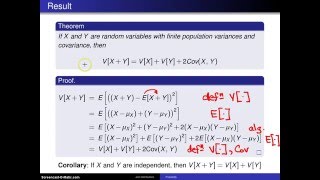 Covariance result VX  Y  VX  VY  2 CovX Y [upl. by Feerahs579]