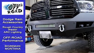 Dodge Ram 1500 Accessories  Rough Country Bumper Westin HDX Running Boards Tiny Monster Lights [upl. by Pelletier350]