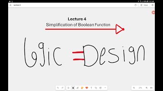 Logic design  lecture 4  Simplification of Boolean Function Ch3 [upl. by Scriven457]