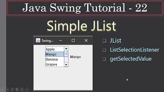 JList and ListSelectionListener  Java Swing Tutorial 22 [upl. by Enitsej]