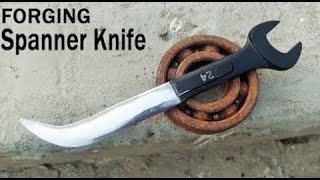 FORGING Spanner Knife Out of old rusty Spanner Wrench  Knife making [upl. by Randy]