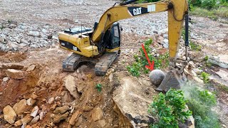 Excavator CAT 320 Breaking Rock and Transfer by Dump Trucks to the Land Project [upl. by Norrab]