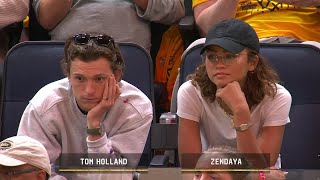 Tom Holland amp Zendaya in attendance for LakersWarriors Game 2 🤩🕸 [upl. by Kubetz]