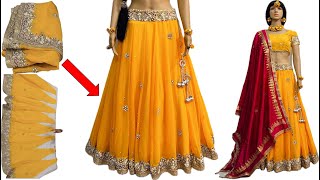 Beautiful Lehenga Cutting amp Stitching from Sareeहैवी स्टोन वर्क वाली साड़ी से सुंदर लहंगा बनाना सीखे [upl. by Avle387]